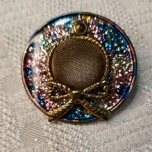 Colorful Glitter Brooch with Bow Accent